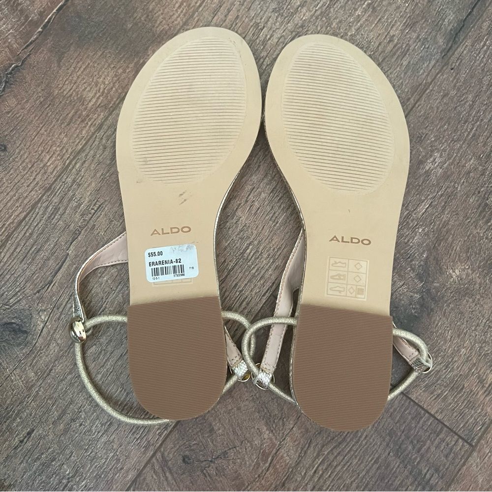 ALDO Erarenia Gold Sandal adjustable Sling style - Picture 4 of 13